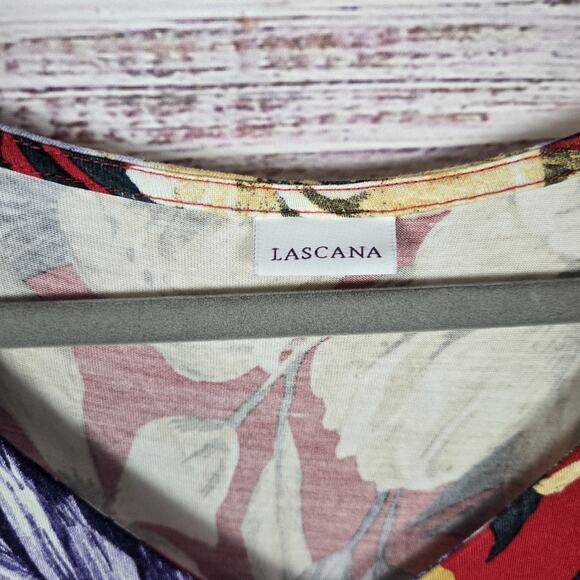 Lascana Dress Womens Medium 40 Floral Tropical Print Short Sleeve Viscose Summer - Picture 5 of 13